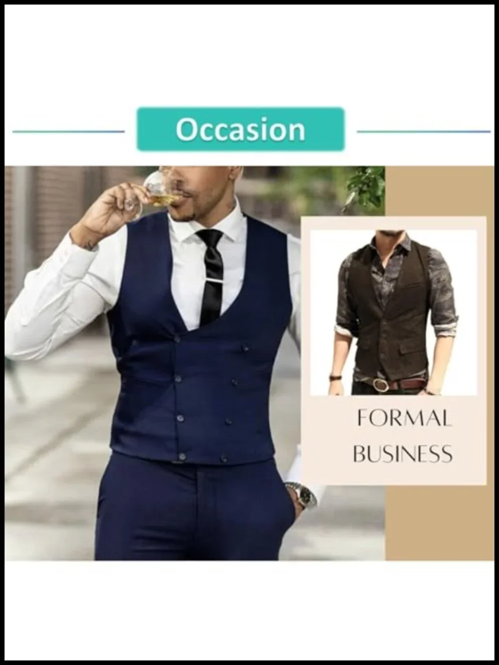 Men's Plus Size Herringbone Vest with 3 Pockets Slim Fit Wedding Waistcoat
